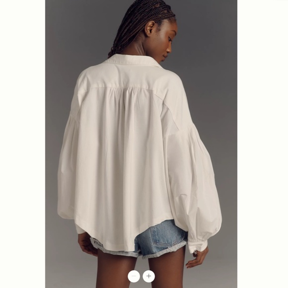 Anthropologie Maeve Balloon-Sleeve Collared Yoke Top - Picture 2 of 4